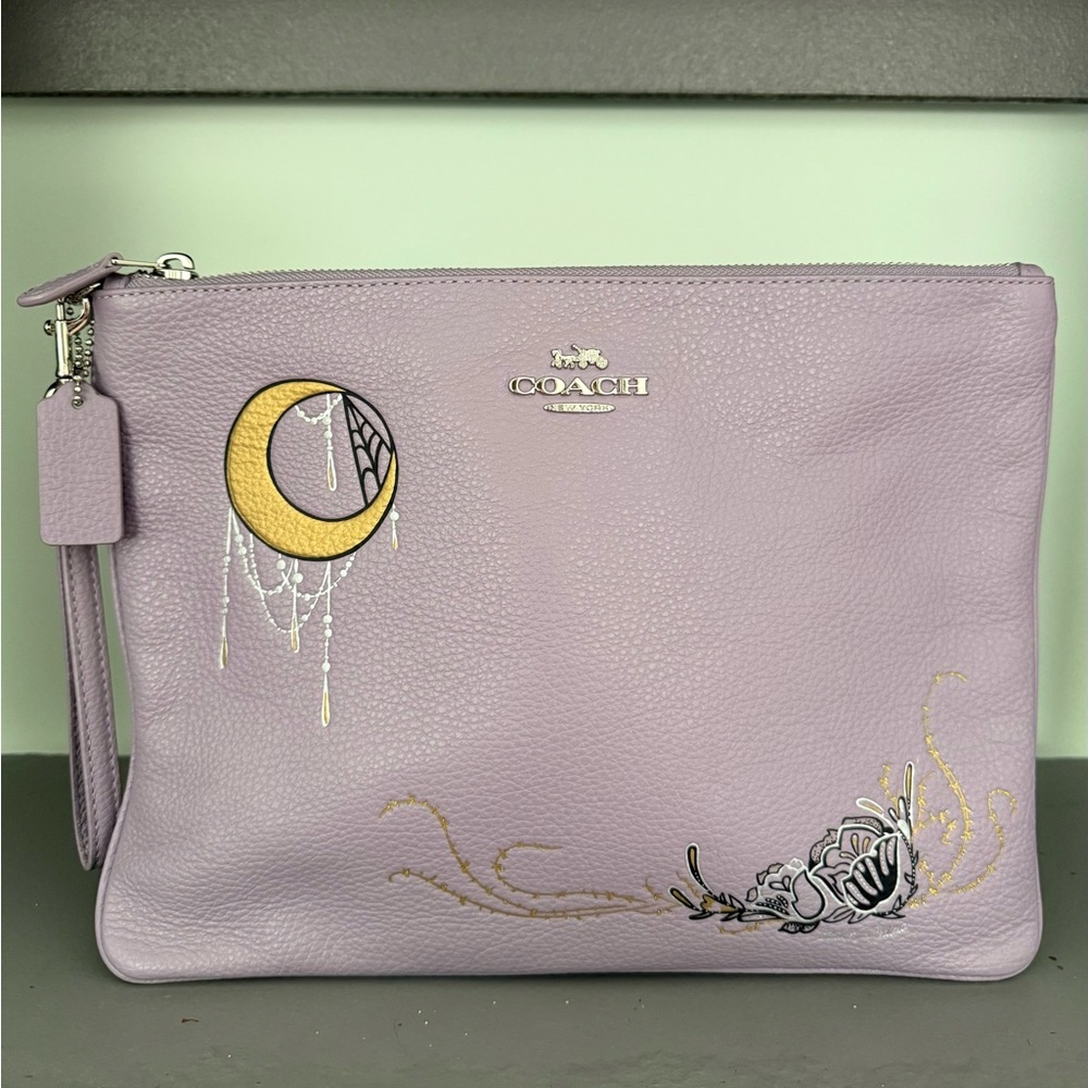 Coach Large Lavender Wristlet with Moon Design